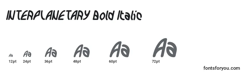 Größen der Schriftart INTERPLANETARY Bold Italic