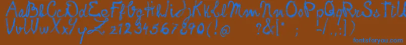 FrankHandwritingFreeVersion-Schriftart – Blaue Schriften auf braunem Hintergrund