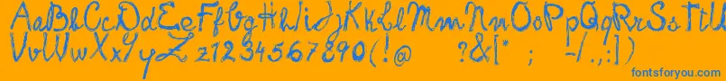 FrankHandwritingFreeVersion-Schriftart – Blaue Schriften auf orangefarbenem Hintergrund