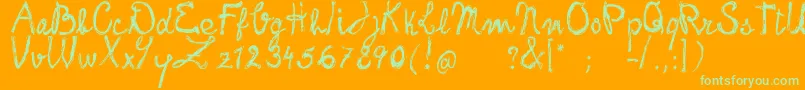 FrankHandwritingFreeVersion-Schriftart – Grüne Schriften auf orangefarbenem Hintergrund