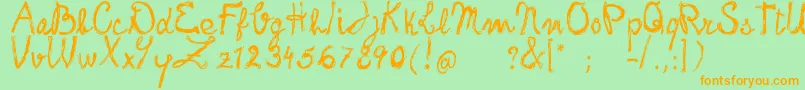 FrankHandwritingFreeVersion Font – Orange Fonts on Green Background