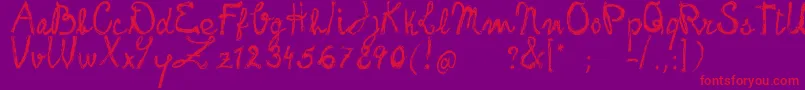 FrankHandwritingFreeVersion Font – Red Fonts on Purple Background