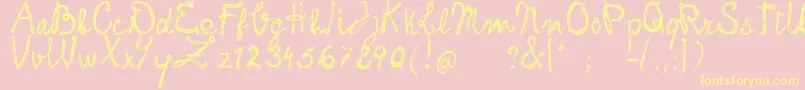 FrankHandwritingFreeVersion-Schriftart – Gelbe Schriften auf rosa Hintergrund