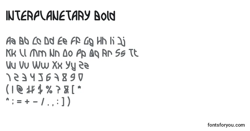 A fonte INTERPLANETARY Bold – alfabeto, números, caracteres especiais