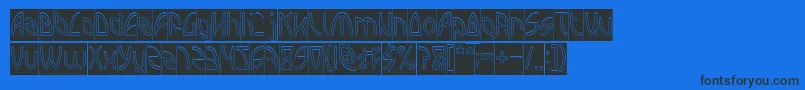 INTERPLANETARY Hollow Inverse-Schriftart – Schwarze Schriften auf blauem Hintergrund