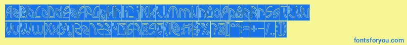 INTERPLANETARY Hollow Inverse Font – Blue Fonts on Yellow Background