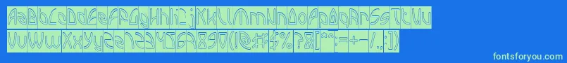 INTERPLANETARY Hollow Inverse Font – Green Fonts on Blue Background