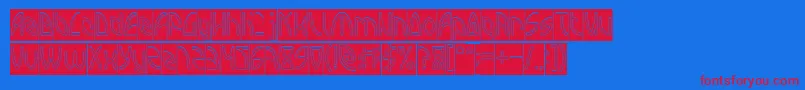 INTERPLANETARY Hollow Inverse Font – Red Fonts on Blue Background