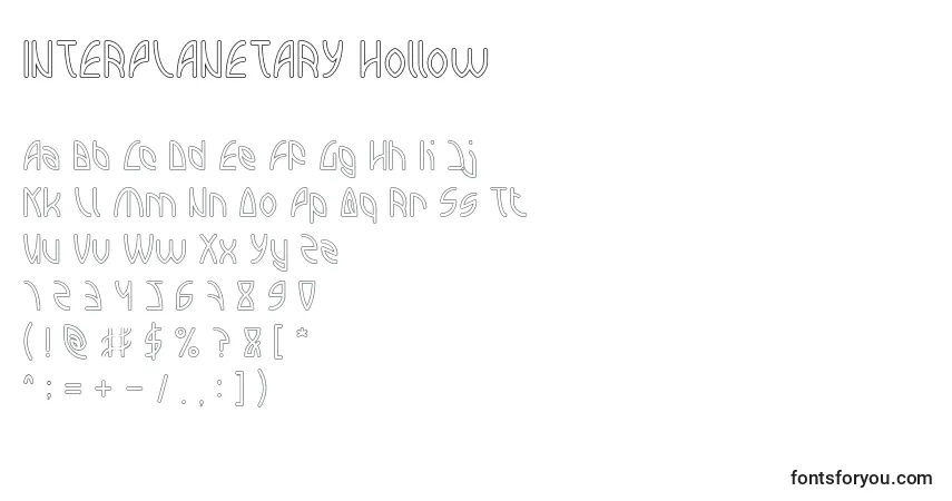 Шрифт INTERPLANETARY Hollow – алфавит, цифры, специальные символы