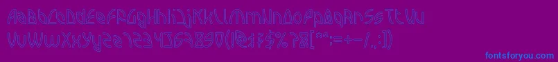 INTERPLANETARY Hollow-Schriftart – Blaue Schriften auf violettem Hintergrund
