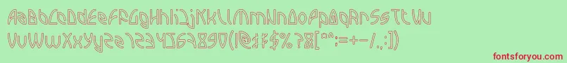 フォントINTERPLANETARY Hollow – 赤い文字の緑の背景