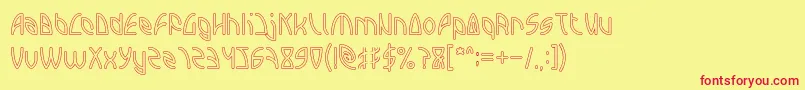 フォントINTERPLANETARY Hollow – 赤い文字の黄色い背景