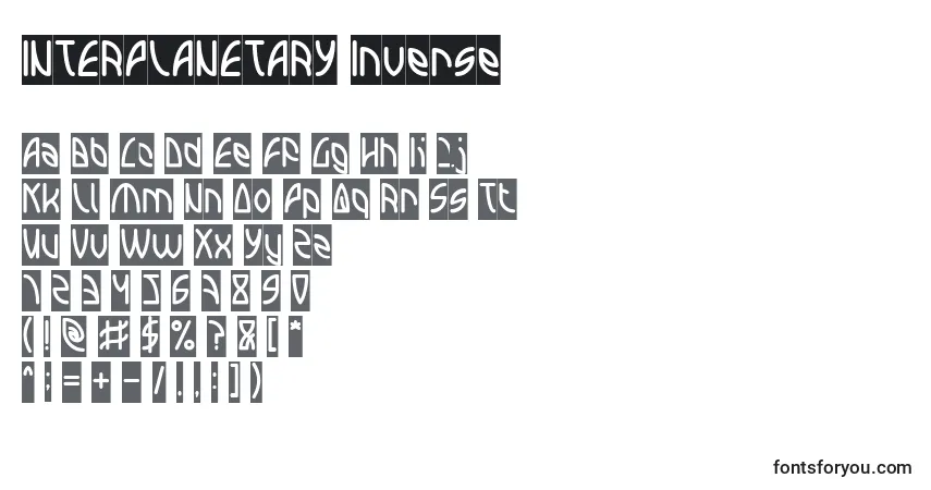 INTERPLANETARY Inverse-fontti – aakkoset, numerot, erikoismerkit