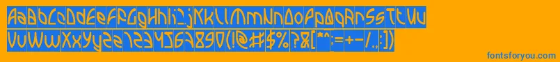 フォントINTERPLANETARY Inverse – オレンジの背景に青い文字