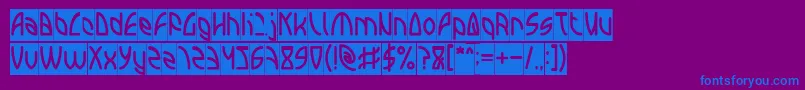 INTERPLANETARY Inverse-Schriftart – Blaue Schriften auf violettem Hintergrund