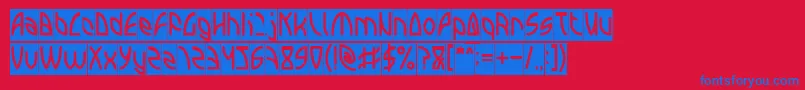 フォントINTERPLANETARY Inverse – 赤い背景に青い文字