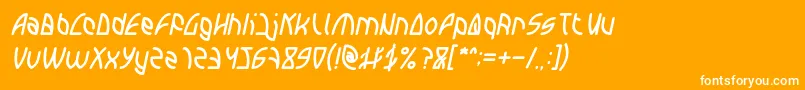 Czcionka INTERPLANETARY Italic – białe czcionki na pomarańczowym tle