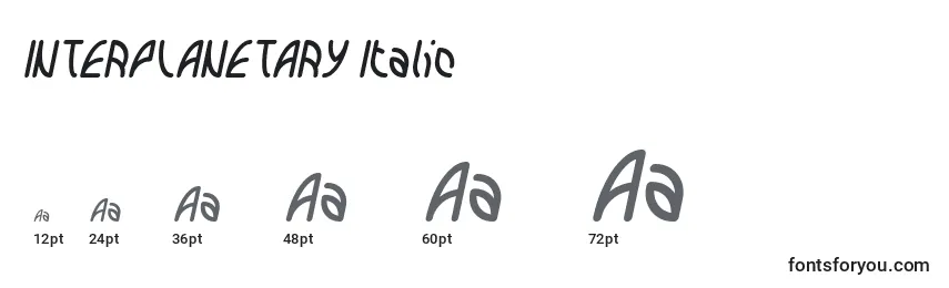 Размеры шрифта INTERPLANETARY Italic