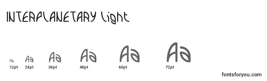 Размеры шрифта INTERPLANETARY Light