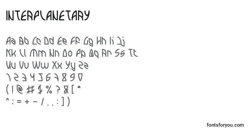 Schriftart INTERPLANETARY (130477) – Alphabet, Zahlen, spezielle Symbole