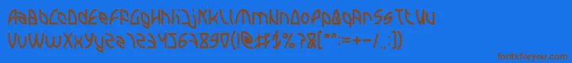 フォントINTERPLANETARY – 茶色の文字が青い背景にあります。