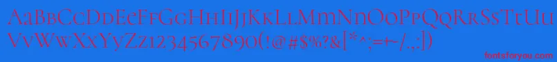 CormorantunicaseLight Font – Red Fonts on Blue Background