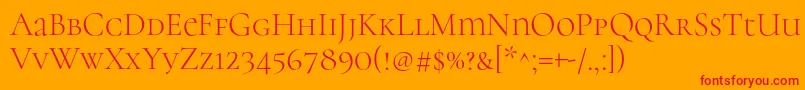 CormorantunicaseLight Font – Red Fonts on Orange Background