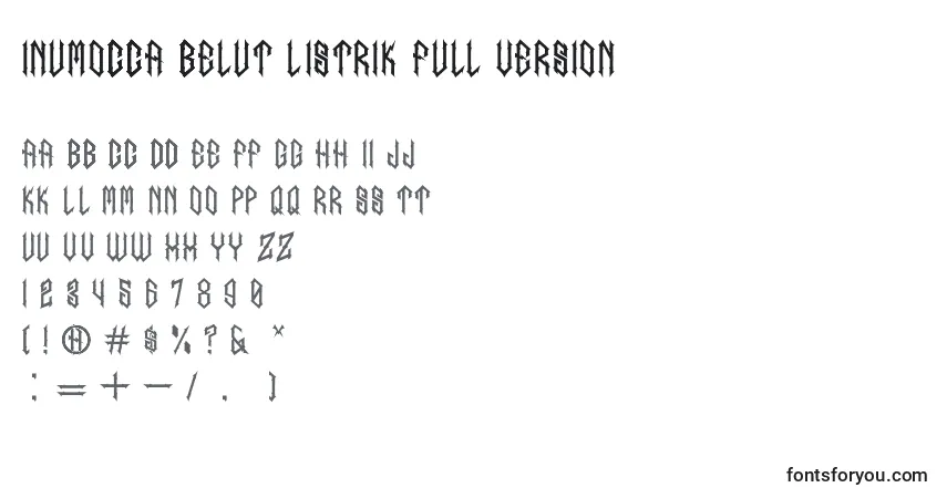Czcionka Inumocca belut Listrik full version – alfabet, cyfry, specjalne znaki