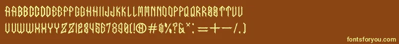 inumocca belut Listrik full version Font – Yellow Fonts on Brown Background