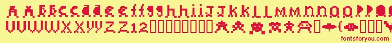 invader Font – Red Fonts on Yellow Background