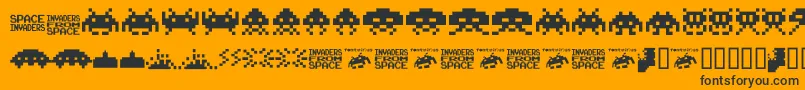 Шрифт invaders from space fontvir us – чёрные шрифты на оранжевом фоне