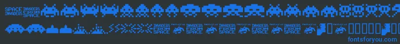 Fonte invaders from space fontvir us – fontes azuis em um fundo preto