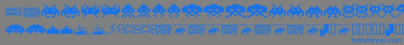 invaders from space fontvir us-Schriftart – Blaue Schriften auf grauem Hintergrund