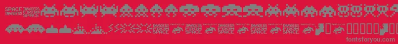 Fonte invaders from space fontvir us – fontes cinzas em um fundo vermelho