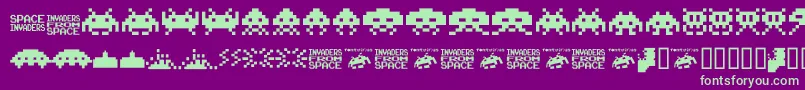 Fonte invaders from space fontvir us – fontes verdes em um fundo violeta