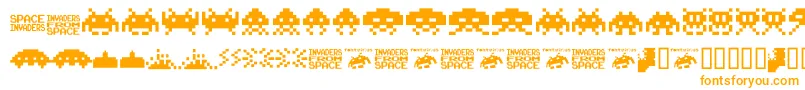 invaders from space fontvir us-Schriftart – Orangefarbene Schriften auf weißem Hintergrund