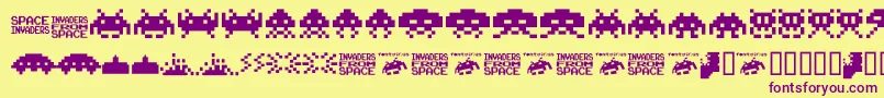 invaders from space fontvir us-Schriftart – Violette Schriften auf gelbem Hintergrund