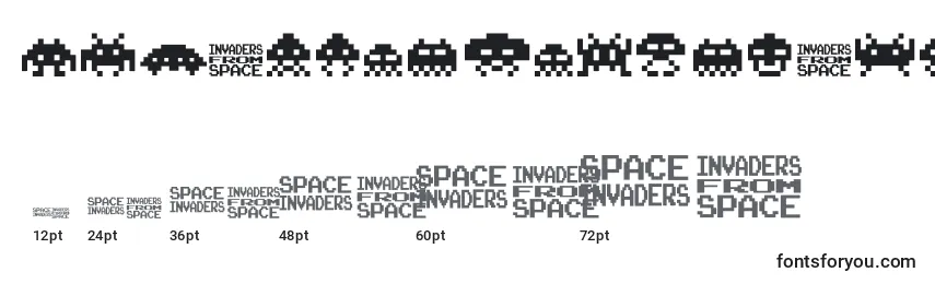 Tamaños de fuente Invaders from space fontvir us