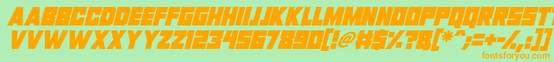 Invasion 2028 Italic Font – Orange Fonts on Green Background