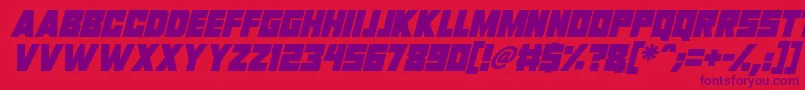 Invasion 2028 Italic Font – Purple Fonts on Red Background