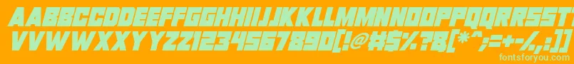 Invasion 2028 Italic Font – Green Fonts on Orange Background