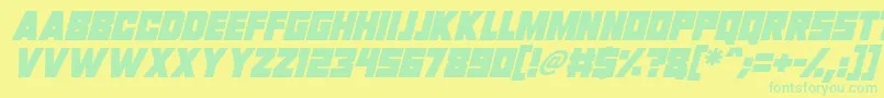 Invasion 2028 Italic Font – Green Fonts on Yellow Background