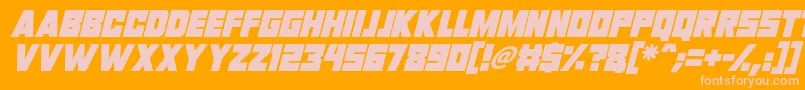 Invasion 2028 Italic Font – Pink Fonts on Orange Background