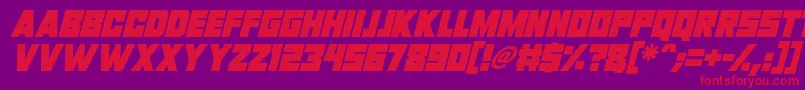 Invasion 2028 Italic Font – Red Fonts on Purple Background