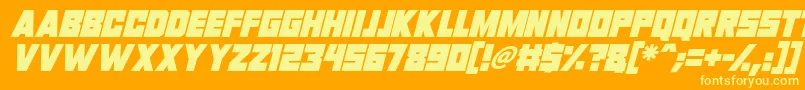 Invasion 2028 Italic Font – Yellow Fonts on Orange Background