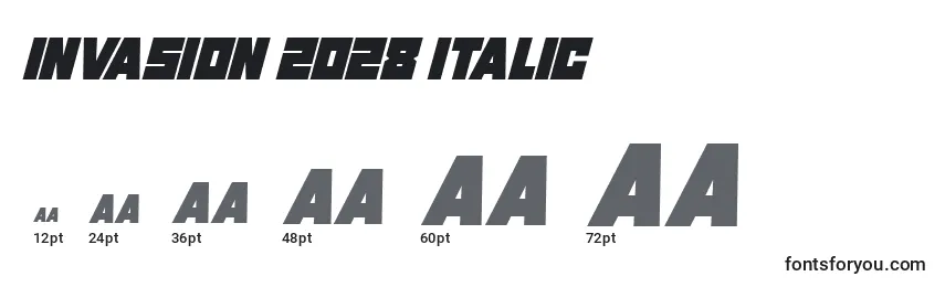 Размеры шрифта Invasion 2028 Italic (130487)