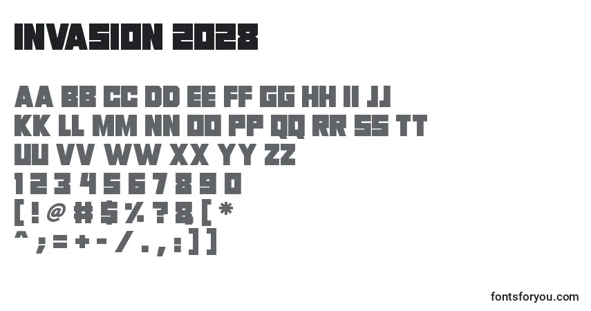 Invasion 2028-fontti – aakkoset, numerot, erikoismerkit