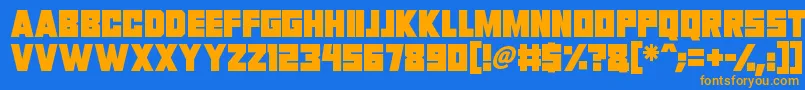 フォントInvasion 2028 – オレンジ色の文字が青い背景にあります。