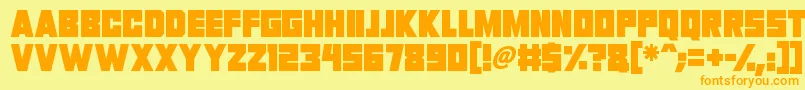 Invasion 2028-Schriftart – Orangefarbene Schriften auf gelbem Hintergrund