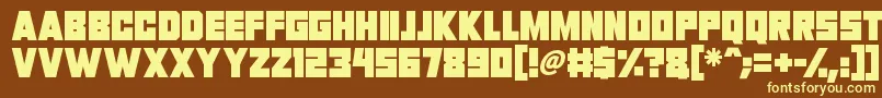 Invasion 2028-fontti – keltaiset fontit ruskealla taustalla